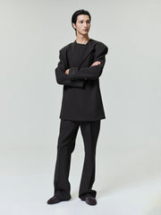 Double Weave Wool Crewneck Jacket