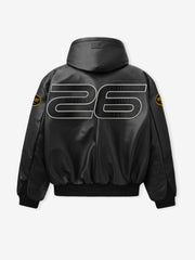 Vanson Essentials Leather Hooded Bomber
